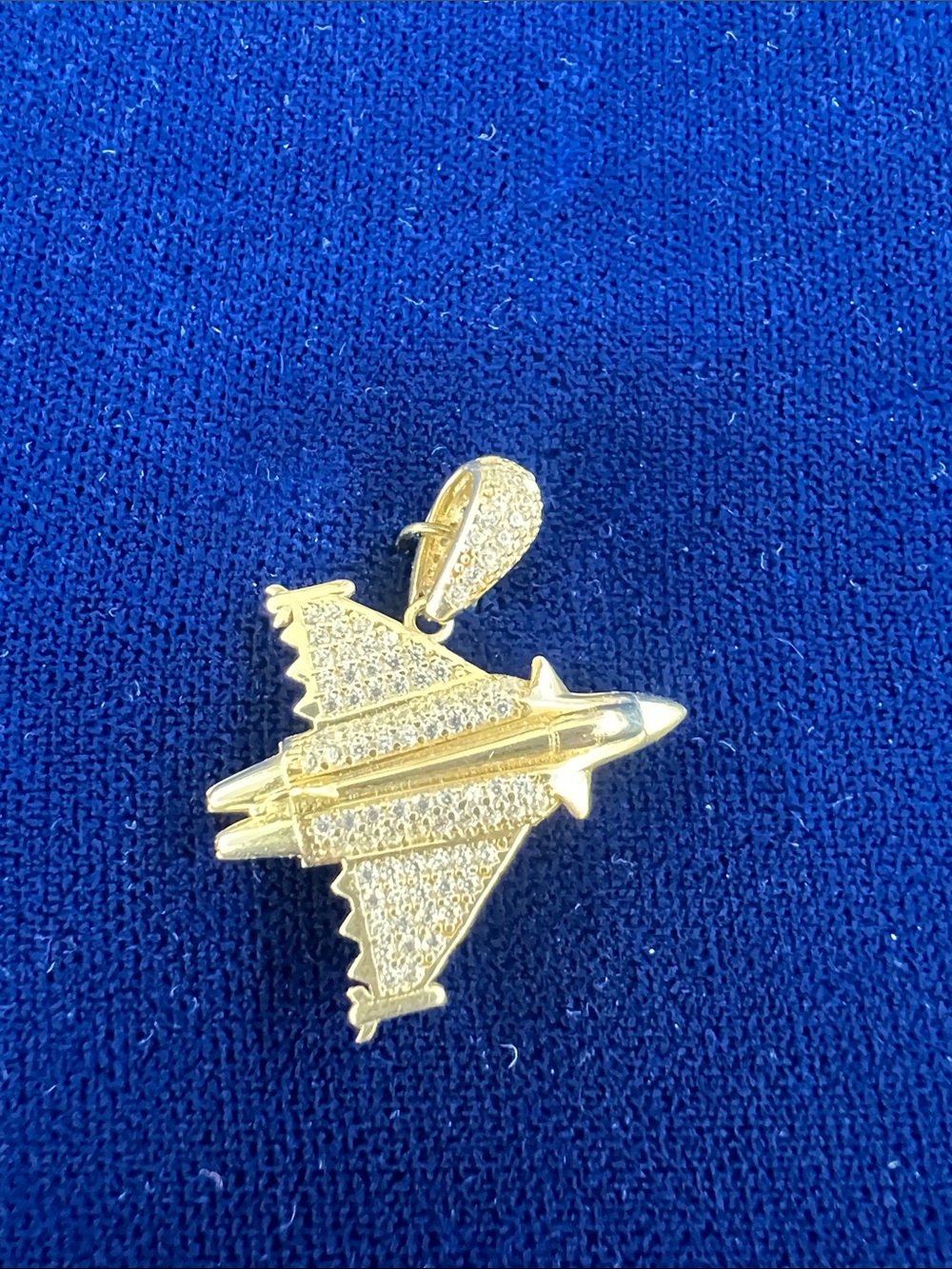 Gold Jet Fighter Pendant Necklace Charm